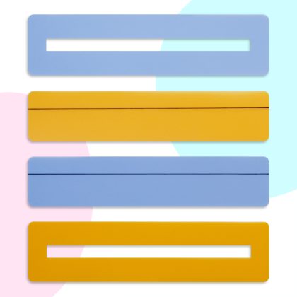 Ce produit dérivé est un guide de lecture à ligne ou à fenêtre, en bleu ou jaune