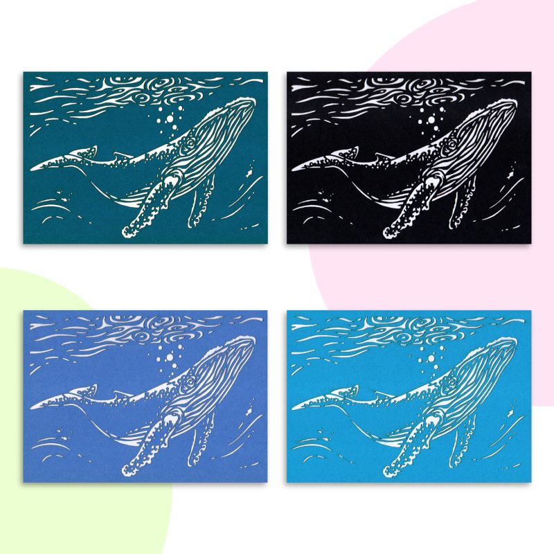 Carte découpée cricut motif baleine