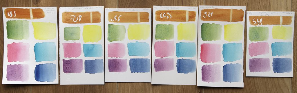 Comparatif couleur papiers aquarelle